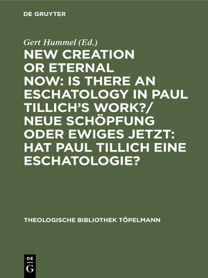 cover image of New Creation or Eternal Now